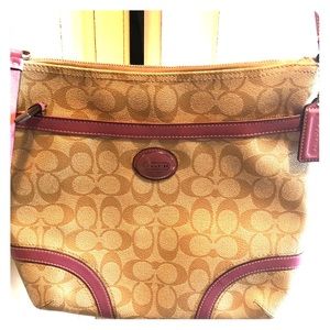 Purple lined coach bag